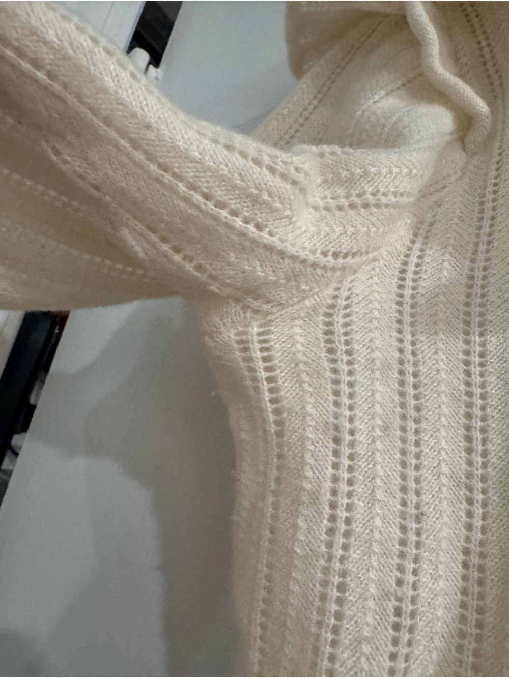 Anthropologie Cream Cashmere Ruffle-Trim Knit Sweater – Medium - Picture 5 of 6